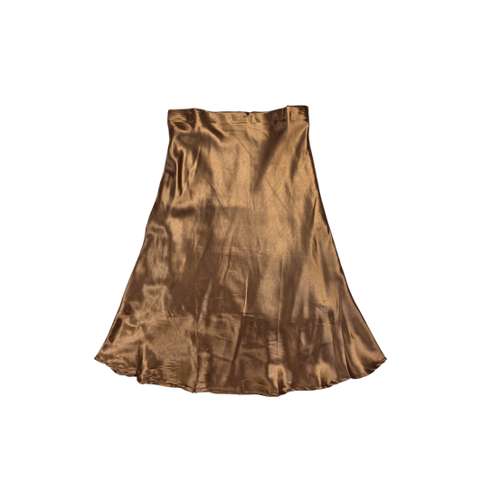 Jupe midi satinée marron