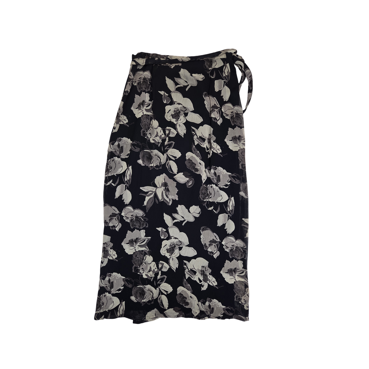 Jupe longue fleurie noire et grise