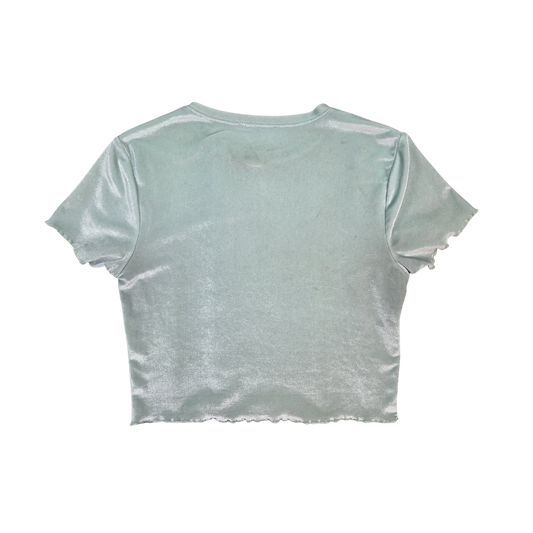 T-shirt court velours vert d'eau tigre serpent