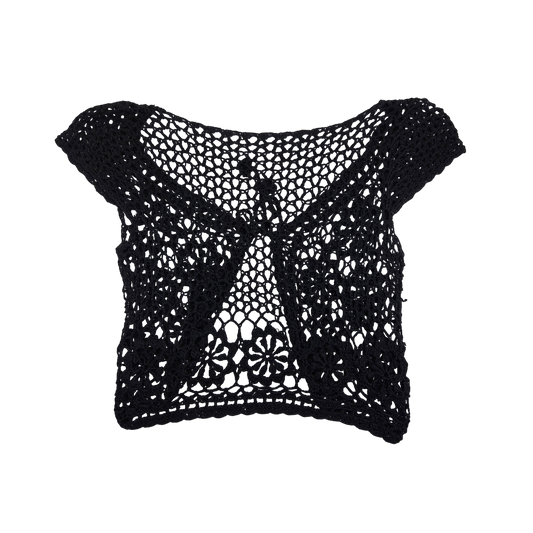 Boléro court noir crocheté