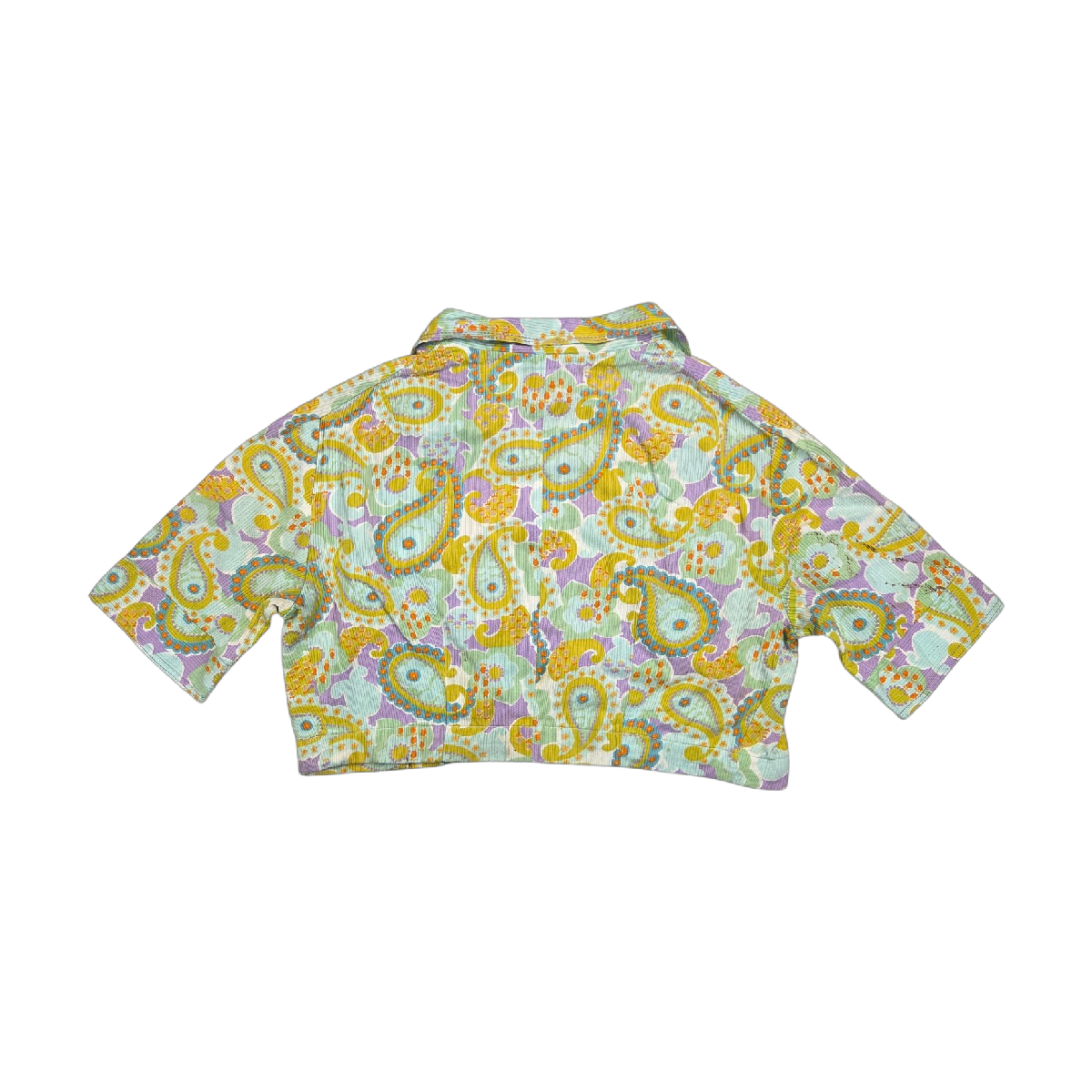 Chemise cropped multicolore motif paisley côtelé
