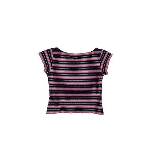 T-shirt Kappa rayé rose et bleu marine