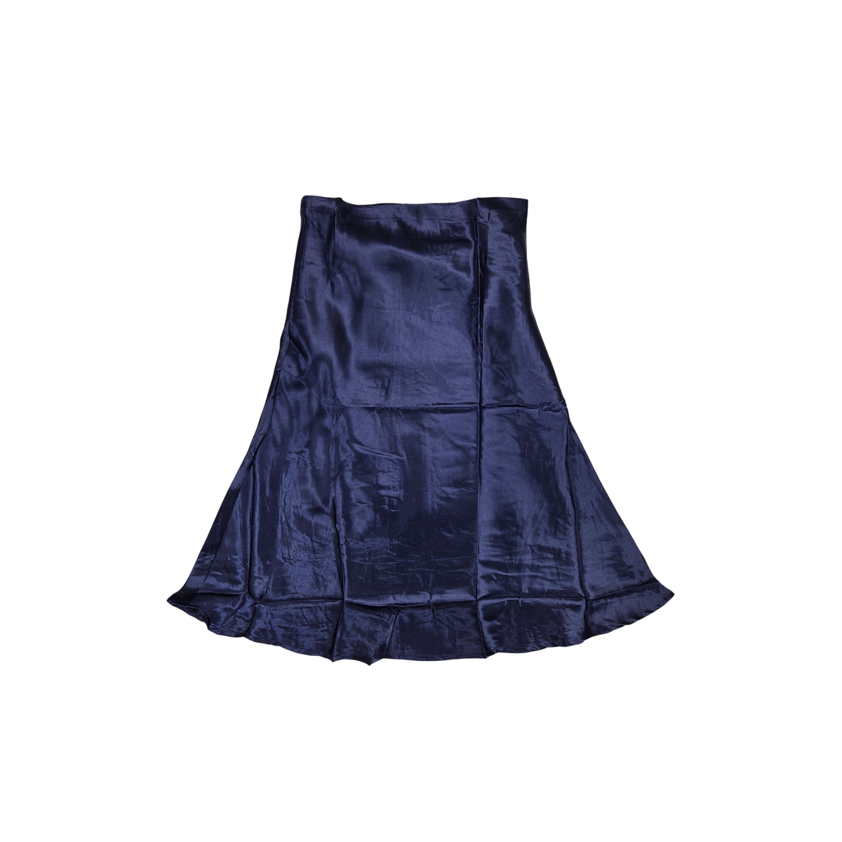 Jupe satinée bleu marine évasée