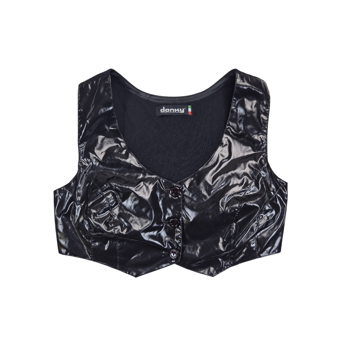 Gilet donky noir brillant clouté