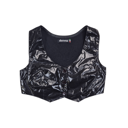 Gilet donky noir brillant clouté