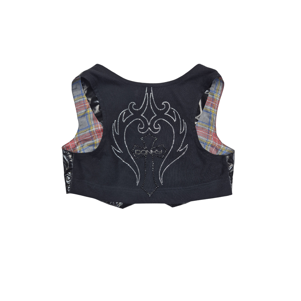 Gilet donky noir brillant clouté