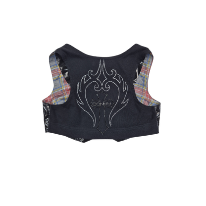 Gilet donky noir brillant clouté