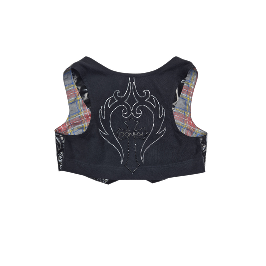 Gilet donky noir brillant clouté