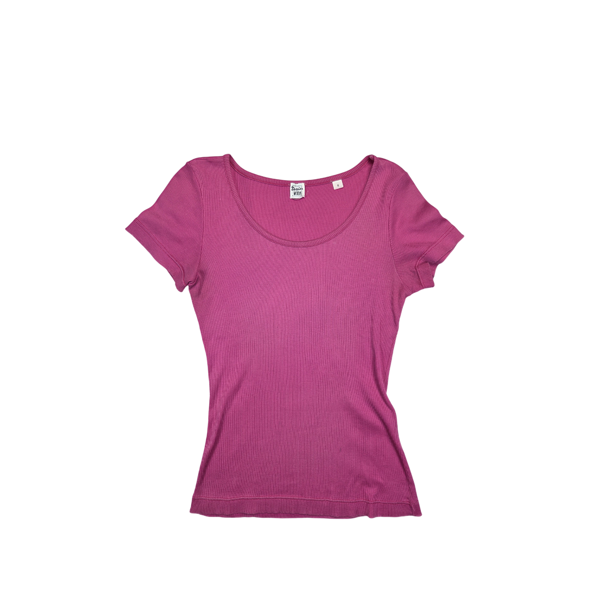 T-shirt Dossier Moda rose fuchsia côtelé