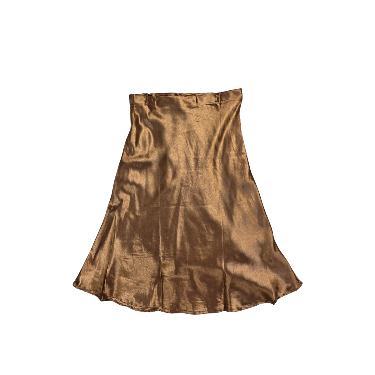 Jupe midi satinée marron