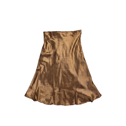 Jupe midi satinée marron
