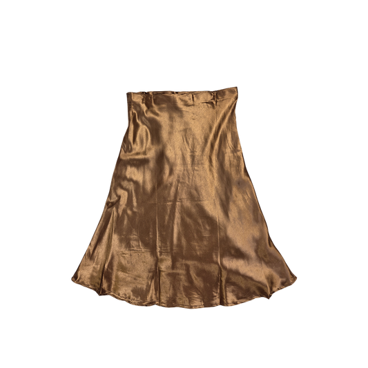 Jupe midi satinée marron