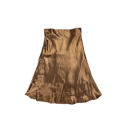 Jupe midi satinée marron
