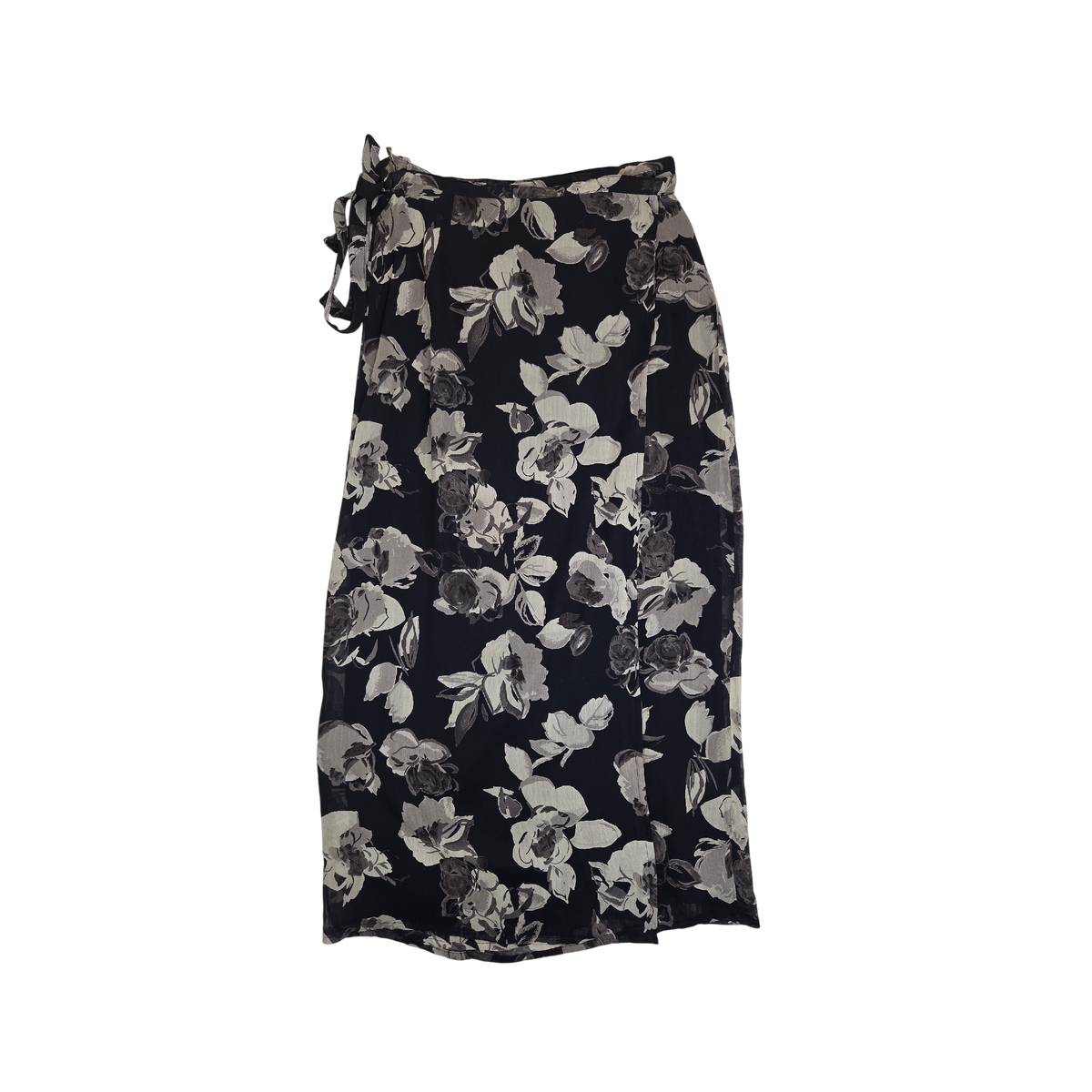 Jupe longue fleurie noire et grise