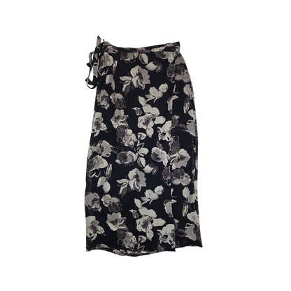 Jupe longue fleurie noire et grise