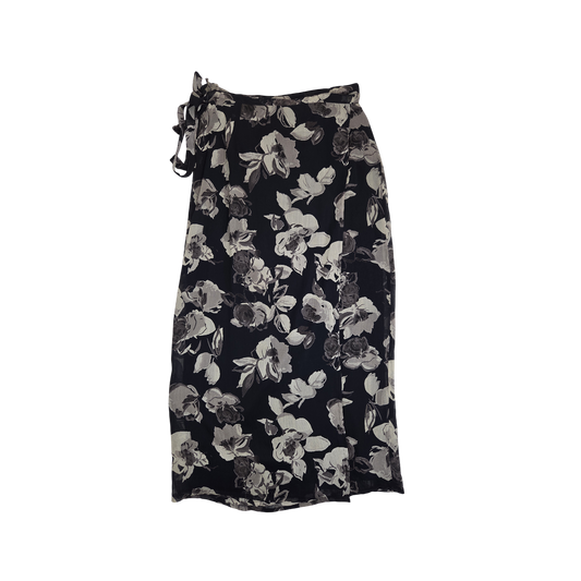 Jupe longue fleurie noire et grise