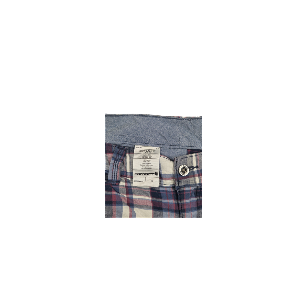 Short Carhartt à carreaux bleu et rouge