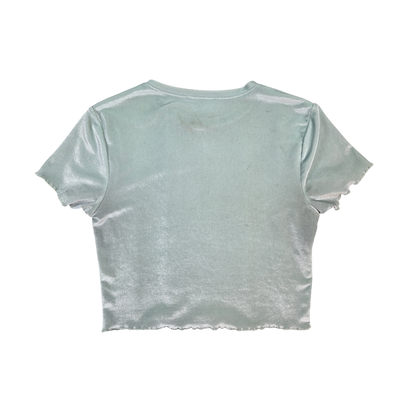 T-shirt court velours vert d'eau tigre serpent