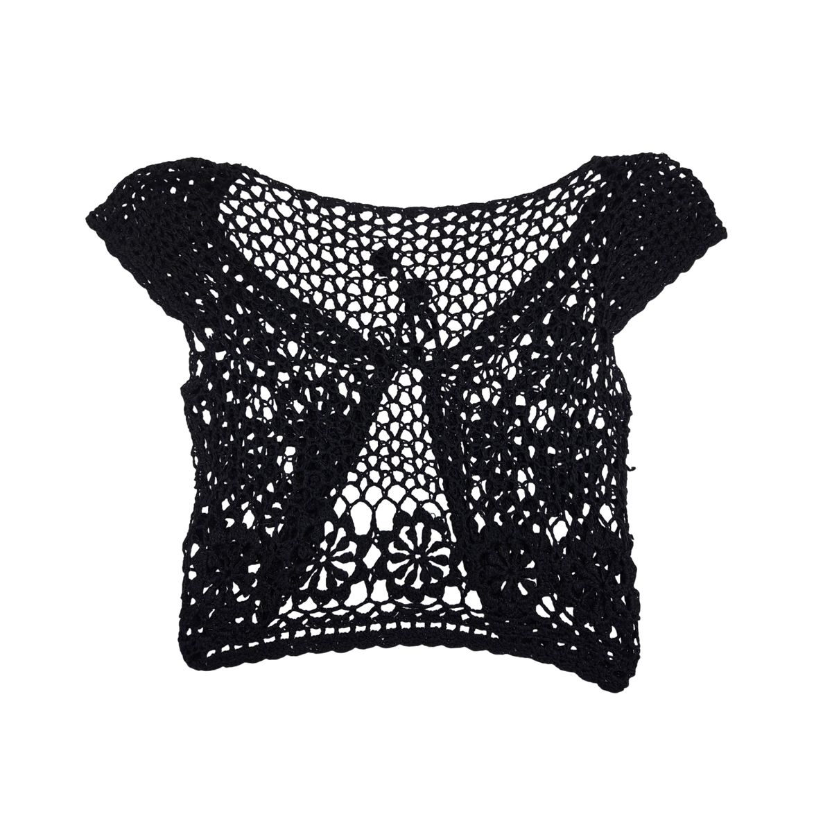 Boléro court noir crocheté