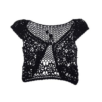 Boléro court noir crocheté
