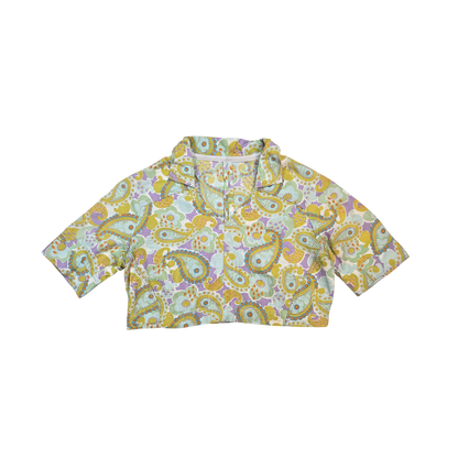 Chemise cropped multicolore motif paisley côtelé