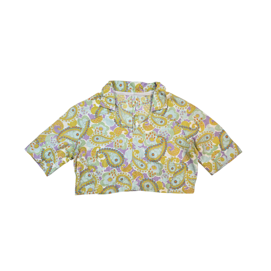 Chemise cropped multicolore motif paisley côtelé
