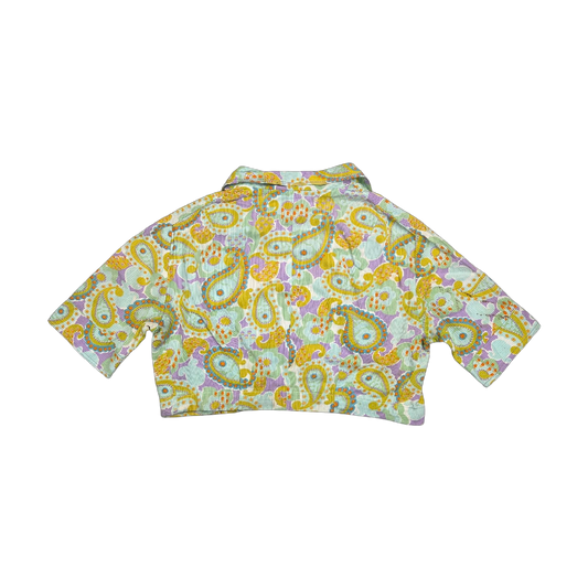 Chemise cropped multicolore motif paisley côtelé