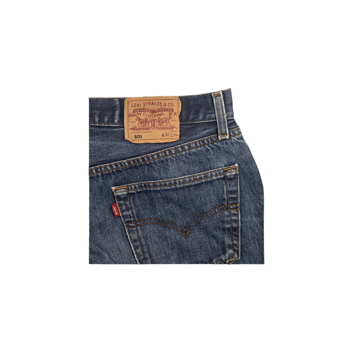 Short Levi's 501 bleu délavé effiloché