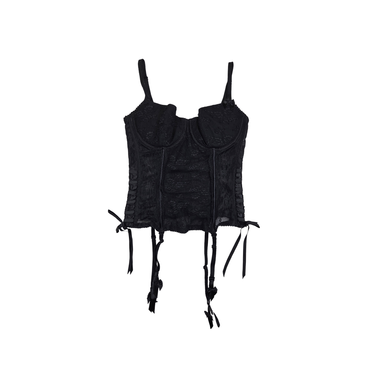 Corset noir en dentelle avec jarretelles