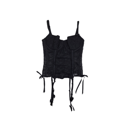 Corset noir en dentelle avec jarretelles