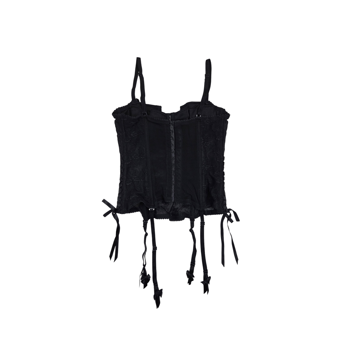 Corset noir en dentelle avec jarretelles