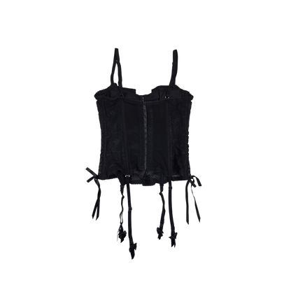 Corset noir en dentelle avec jarretelles