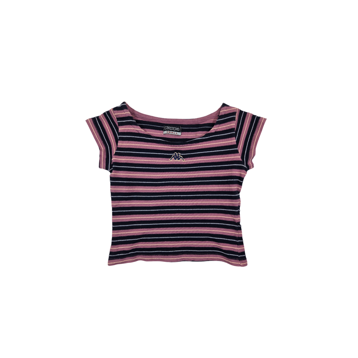 T-shirt Kappa rayé rose et bleu marine