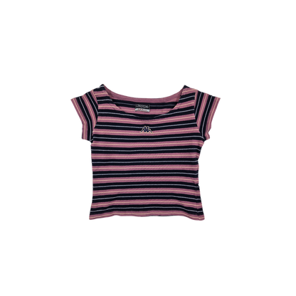T-shirt Kappa rayé rose et bleu marine