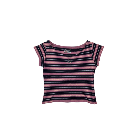 T-shirt Kappa rayé rose et bleu marine