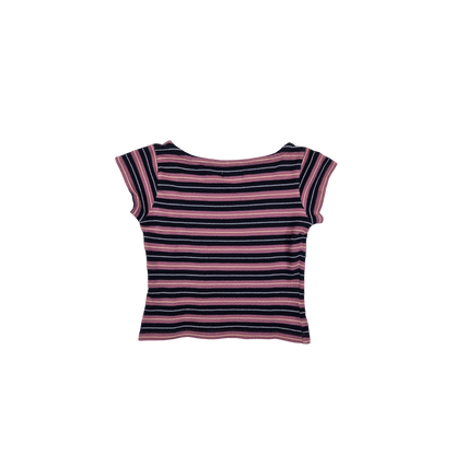 T-shirt Kappa rayé rose et bleu marine