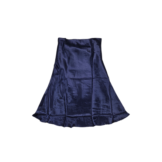 Jupe satinée bleu marine évasée