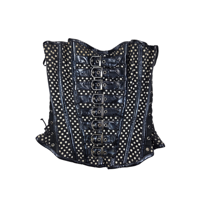 Corset Burlesk noir à pois et boucles