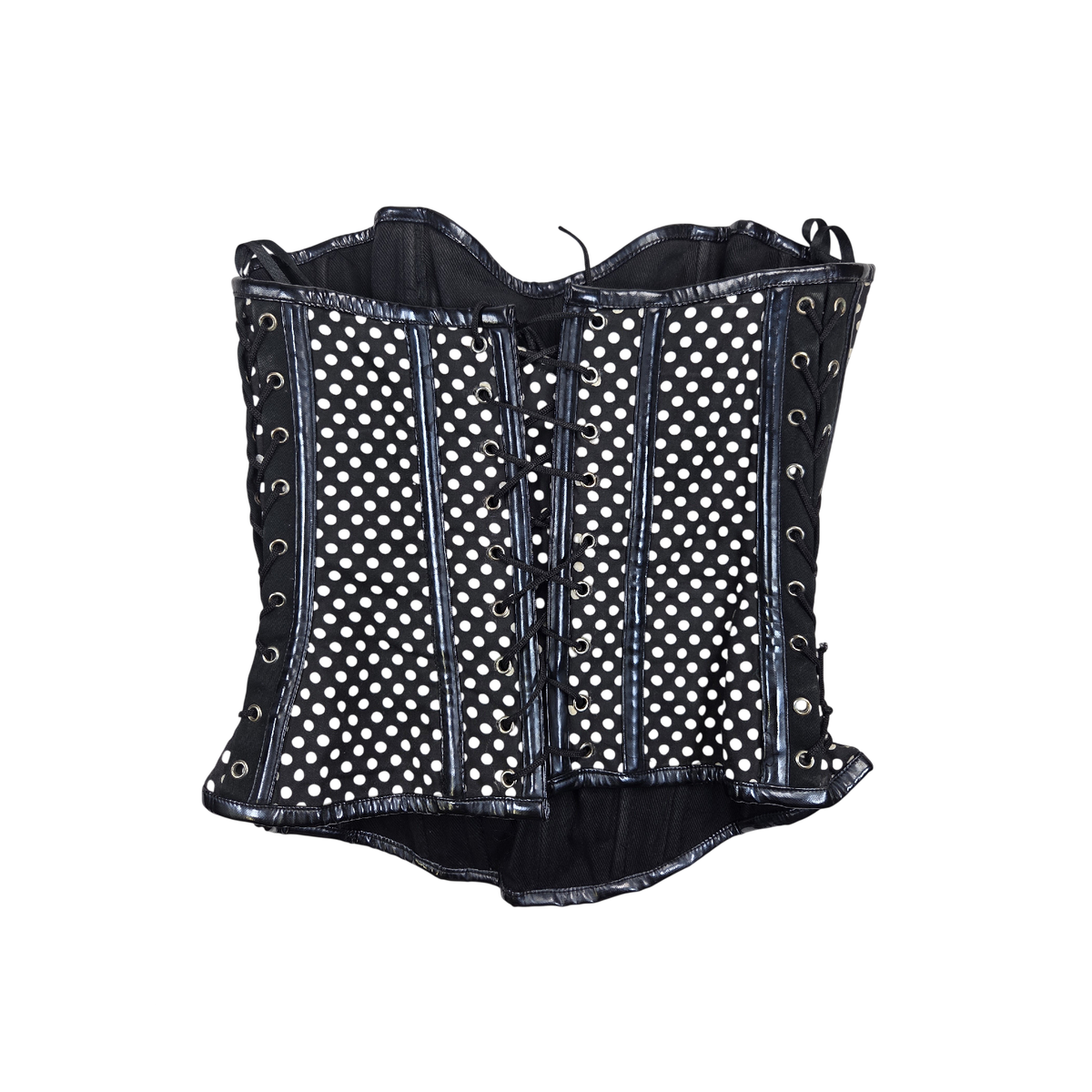 Corset Burlesk noir à pois et boucles
