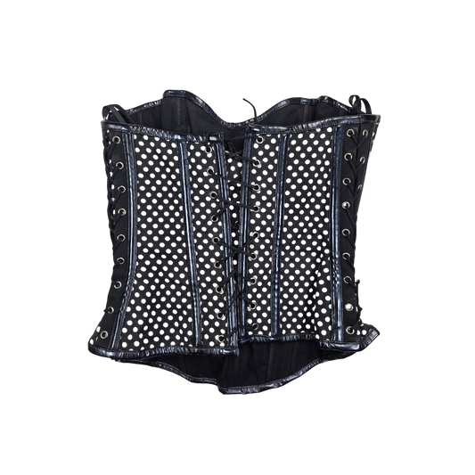 Corset Burlesk noir à pois et boucles